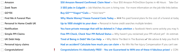 Junk email folder example
